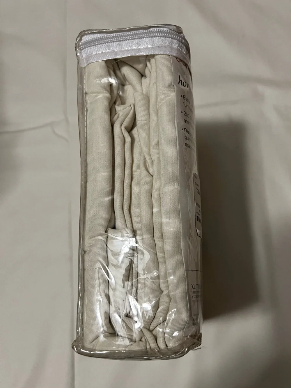 Expressions Twin XL Solid Ivory Sheet Set